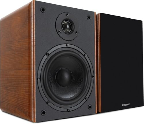 McGrey BSS-365 BN 6,5 HiFi Regallautsprecher - 1 Paar kompakte HiFi-Boxen - Belastbar bis 60 Watt (RMS) - 2-Wege-System - 6,5 Tieftöner + 1,0 Hochtöner - Braune Holz-Optik