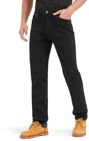 Zylioo 36,34 Inseam Tapered Jeans for Tall Men, Tall Size Stretch Slim Fit Denim Pants with 5 Pocket Black