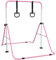 HOMCOM Barre de Gymnastique pour Enfants, Barre Horizontale, équipement de Gymnastique Pliable à Hauteur réglable 88-128 cm avec Anneaux de Gymnastique, Rose