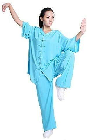 Tai Chi Anzug Kampfsportanzug Damen Tai Chi Anzug Kampfsportanzug, Kung Fu Tai Chi Anzug Chinesische traditionelle Baumwolle und Leinen Leistungskleidung Chinesisches Kung Fu (Blau L)