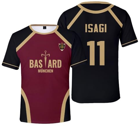 DEXSHUN Maglietta Seishiro Nagi Anime Isagi Yoichi Cosplay Maglietta Uniforme Calcio Collo Tondo Sportivo Manga-Stile Top Sportivo per Donne e Uomini, 3XL