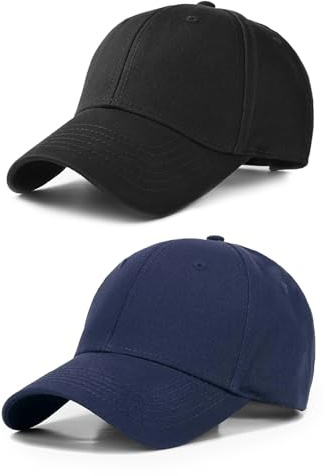 SEFIRST 2 Pzs Gorras de Hombre Mujer, Gorras de Beisbol Ajustable Algodón | Gorra Verano Transpirable Casuales, Gorra Viseras Deportivas Mujer Hombre, Para Running Tenis Golf, Unisex Adulto, Negro Azul