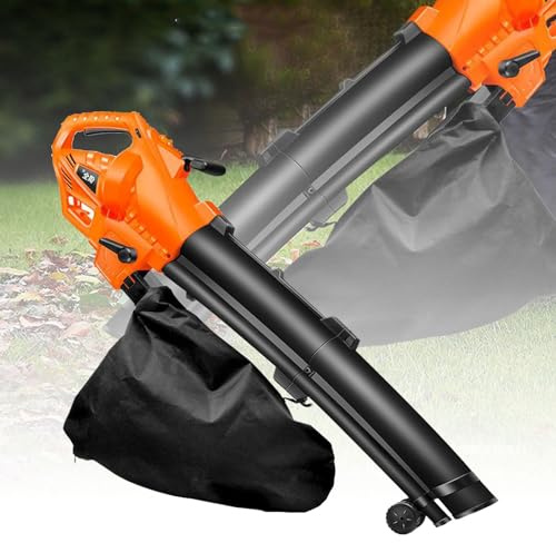 KLYDBMYT Souffleur de Feuilles 3 en 1 Puissant, aspirateur et broyeur de Feuilles (Rapport de Poudre 10:1), souffleur de Jardin électrique 270 km/h - Réglage à 6 Vitesses avec Sac de Collecte de 35 L