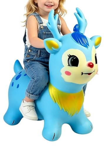 Ride On Unícorn - Giraffe Bouncy Horse Hopping Horse | Inflatable BouncyHorse Jumping Toy Țoddler Animal Rocking Ride PVC Rubber Indoor Outdoor Kids Birthday Gift Toy