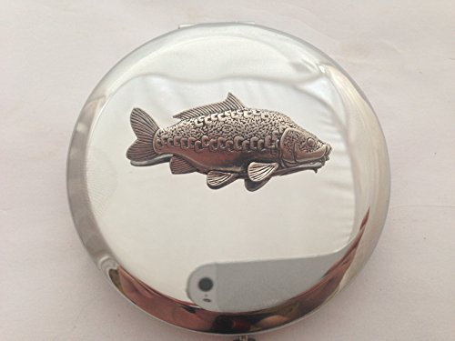 F36 Espejo carpa impresionante estaño emblema en un espejo compacto redondo pulido para mujer en caja de presentación viene con embalaje Pride In Details