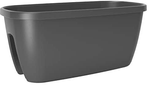 POETIC/EMSA - Pot de fleurs pour Balcon, Balustrade - Jardinière pour balcons - Avec réservoir d'eau - Couleur granit - Ø59,8 x H29,6cmx26,2cm - 21 litres