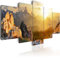 B&D XXL - Wandbilder XXL Landschaft Gebirge 200x100 cm 5 tlg - Leinwand Bilder Wand Deko Bilder Wohnzimmer Bild Schlafzimmer Leinwandbilder Wandbild Groß - Natur Berge Sonnenaufgang c-B-0056-b-m