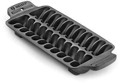 Outset Shrimp Cast Iron Grill and Serving Pan, Black, 22 Grilled Shrimp Capacity