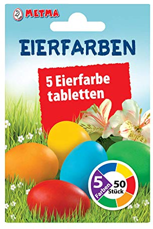 Metma B085 - Egg Colours, 5 Pieces, Red, Orange, Yellow, Green, Blue, Warm Colours, Dye Tablets, Easter Eggs, Easter