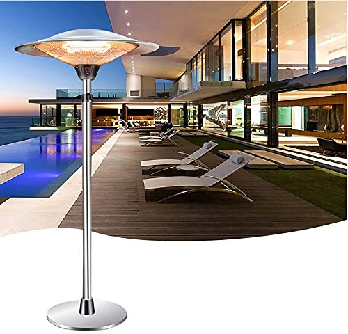 BDXZJ Parasol Chauffant Infrarouge, Chauffant Infrarouge pour Patio, Chauffant Infrarouge Terrasse 3000W Radiateur en Fibre de Carbone Pied Télescopique Réglable en Hauteur 160-210cm 3000W