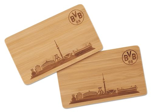Borussia Dortmund Juego de 2 tablas de desayuno unisex para adultos, de madera, color madera, talla única