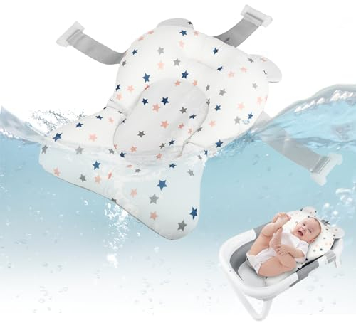 Cojín Bañera Bebé, Asiento de Baño para Bebé Recién Nacido, Cojín de Baño Recién Nacido, Almohadilla de Suspensión para Baño de Babé, Almohada Bañera, para Bebés de 0 a 18 Meses
