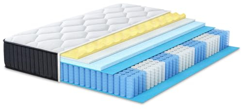 QUEEN ROSE Matratze 90x200cm H3, 7-Zonen Federkernmatratze, Orthopädische Taschenfederkernmatratze, Tonnentaschenfederkernmatratze, Öko-Tex Zertifiziert, Höhe 18cm