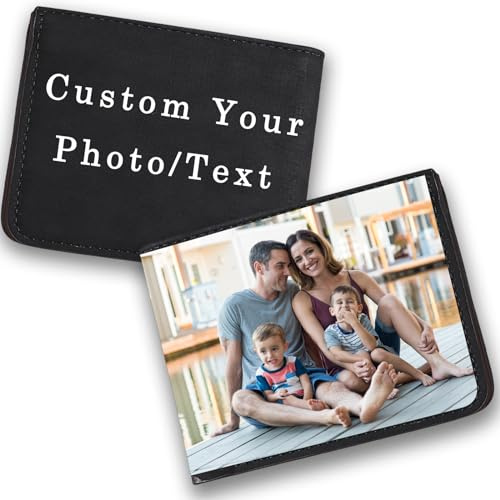 Personalisierte Geschenke, Portmonee Herren, Geldbeutel Mit Gravur Herren, Aus Leder, Geeignet für Geburtstage, Weihnachten, Valentinstag, Vatertag, 3,54 x 4,33 Zoll (Schwarz)