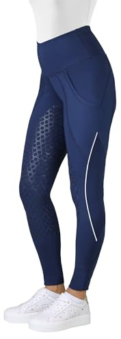 Horsenjoy Adria Kinder Mädchen Reitleggings Silikon Vollbesatz Reithose mit Handytasche (158)