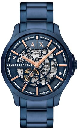 Armani Exchange A|X Men's Automatic Blue Stainless Steel Watch, Blue, Hampton Automatic