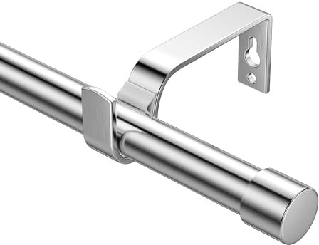Eson Casa Aste per Tende Allungabili, 76-135 cm, 19 mm, Regolabili con Pomelli, Design Elegante, Nichel Spazzolato