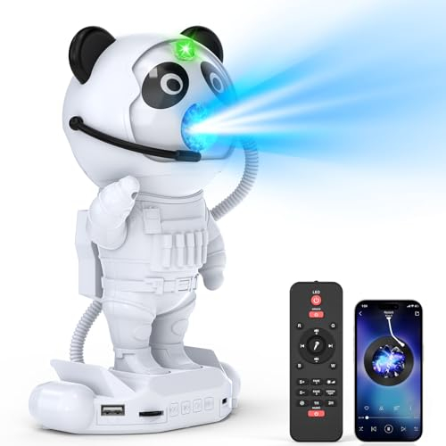 ZonQoonz Proiettore cielo stellato, proiettore a LED con cielo stellato, panda astronauta, luce nebbia RGBW con telecomando e lettore Bluetooth, ottima decorazione per bambini, adulti, camera da letto