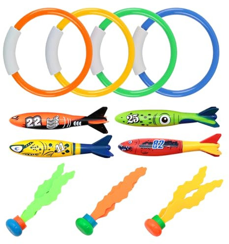 Ryvera Tauchspielzeug für Kinder, 11 Stück Tauchringe für Kinder ab 4-12, Unterwasser Tauchringe, Tauchen Spielzeug Wasserspielzeug PoolspielzeugTtauchring Set Tauchring für Kinder Jungen und Mädchen