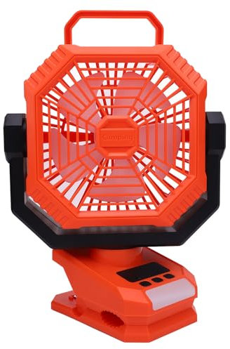 Sxhlseller Portable Fan Rechargeable 9 Inch, 8000mAh Camping Fans for Tent, Cordless Battery Powered Fan with LED Lantern and Clips, 4 Speeds, 4 Timing,