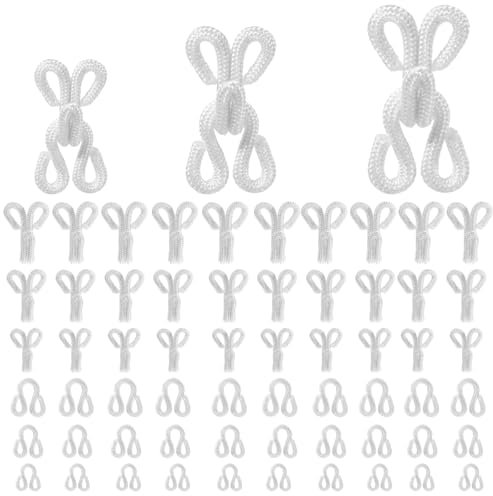 60 PCS Hook and Eye Fastenings for Clothes, Trouser Fasteners Hook and Bar Sewing Hooks Fabric Fur Hooks for Crafts DIY Clothing Bra Thick Leather Deep Pile Fabrics Fur Coats Wraps and Jackets White