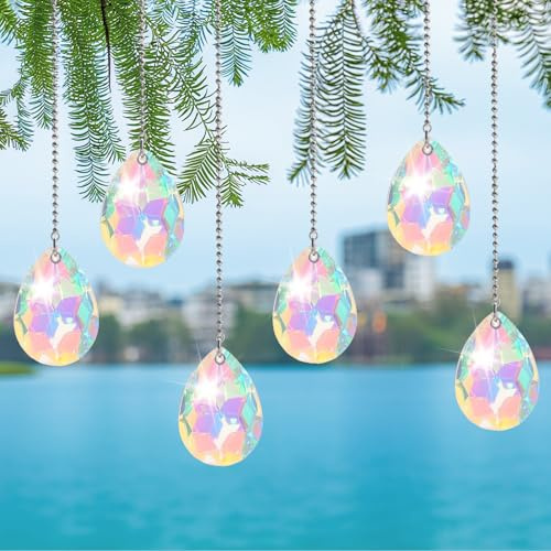 Cristallo Acchiappasole, 24 Pezzi Cristalli Appendere, Gocce Cristallo Prisma 38 mm, Acchiappaluce per Lampadari a Sospensione, Finestre, Giardino, Progetti Artigianali, Decorazioni per Matrimoni
