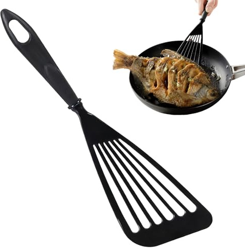 Nylon Slotted Silicone Spatula Fish Slice Big Burger Flipper Egg Spatula Turner Non Stick Flexible Large Silicone Spatula for Non-Stick Pans Cooking Flipping Pressing Fish Eggs Pancakes