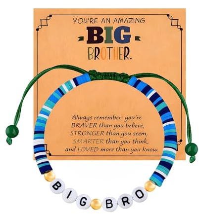 Suupii Big Brother Bracelet for Men,Big Brother Gifts Boys Bracelet with Greeting Card Inspirational Motivational Design, Suitable for Birthday Gifts from Little Brother and Sister
