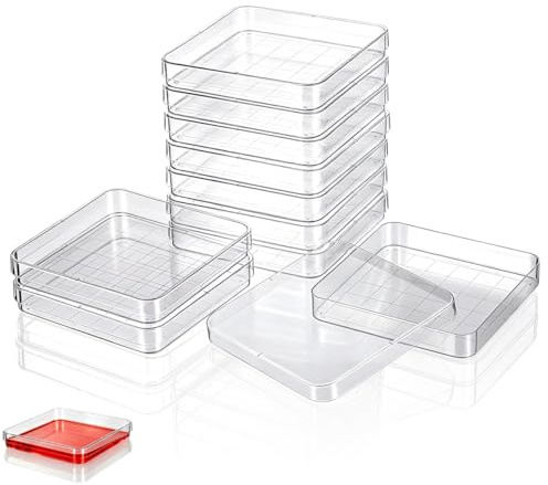 SHINEOFI Boîtes De Pétri De Laboratoire Avec Couvercles Lot De 10 Plaques De Pétri Transparentes En Plastique 3.94 X 3.94 X 0.63 in Pour Culture Cellulaire Microbiologie Et Projets Scolaires