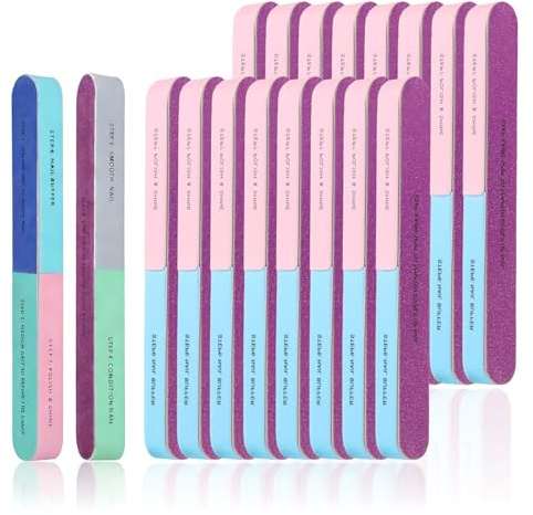 Limas de Uñas Profesionales 7 en 1, Set 30 Piezas, Lima Pulidora de Uñas y Buffer Uñas para Pulir, Moldear y Dar Brillo, 7 Pasos para Moldear, Alisar y Dar Brillo, para Uñas Naturales, Gel y Acrílicas