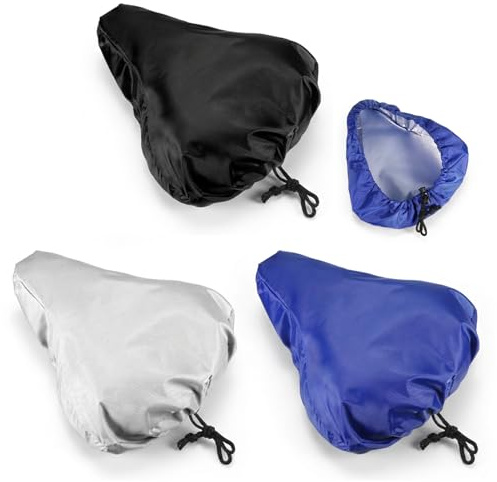 3 Pcs Waterproof Bike Seat Cover, Heavy Duty Bicycle Cushion Rain Protector for Outdoor Protection, Unisex Saddle Dust Snow Sun Covers for Mountain Electric E-Bike Accessories - Black Silver Blue