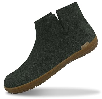 Glerups 100% quality wool mix Boot Slipper with rubber sole - Unisex - Forest