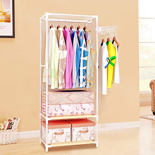 DHOUTDOORS Clothe Rail, Clothing Rack Heavy Duty 170cm x 55cm x 36cm Freestanding Garment Rack with Hanging Rails & 2-Tier Storage Shoe Shelves for Clothes Storage Organizer