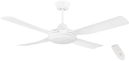 EGLO Deckenventilator Bondi 1, 4 Flügel Ventilator mit Beleuchtung und Fernbedienung, Sommer Winter Betrieb, warmweiß - kaltweiß, dimmbar, ABS Kunststoff, weiß matt, AC Motor, Ø 122 cm