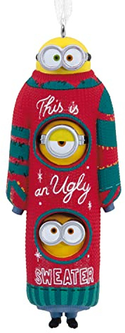 Hallmark Minions: The Rise of Gru, Bob, Kevin och Stuart The Minions in ful jultröja julprydnad