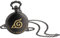 JewelryWe Retro Taschenuhr Herren Vintage Naruto Konohagakure Symbol Römische Ziffern Skala Analog Quarz Uhr mit Halskette Kette Kettenuhr Unisex schwarz