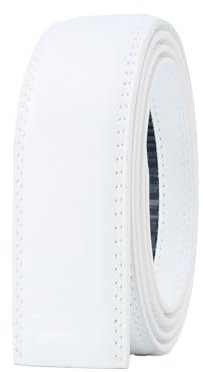 COTIDI Herren-Ledergürtel mit Ratsche ohne Löcher, 35 mm breit, ohne Schnalle, Weiß C20, 125 cm