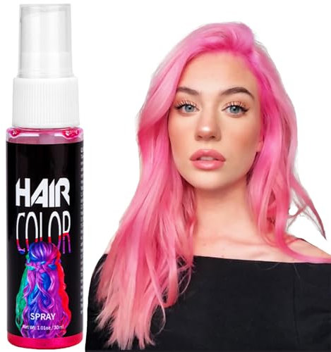QUIWEN Pink Hair Dye - Temporary & Semi-Permanent Coloured Hair Spray - Allergen Free, Hypoallergenic, Vegan - Suitable for Blonde & Dark Hair