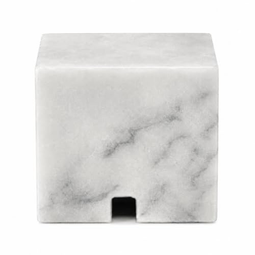 2-in-1 Genuine Marble Cube Cable Organizer & Paperweight – Weighted Desk Cord Holder, Charging Cable Keeper & Premium Desk Accessory (Light)