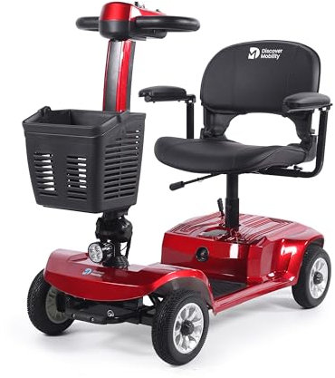 Discover Mobility Glide 4mph Mobility Vehicle Device Buggy with 12 AH Battery (Red)