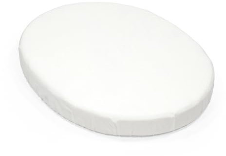 Stokke Sleepi Mini Spannbetttuch, White - Weiche Bettwäsche für süße Träume - Passend für die ovale Sleepi Mini Matratze - Sicher, stylisch & waschbar - 100% feiner Baumwollperkal