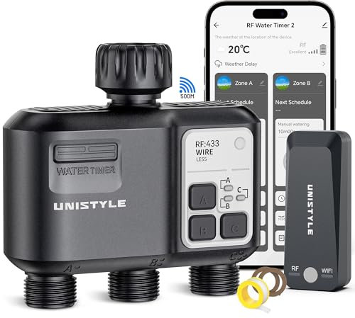 Bewässerungscomputer WLAN 3 Ausgänge, Smart Wasserventil Bewässerung mit App, Bewässerungssystem Zeitschaltuhr WiFi 5 Bewässerungspläne, Alexa Sprachsteuerung, Automatische Bewässerungsuhr für Garten