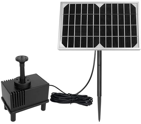 PEILU Solar Springbrunnen 12V / 5W Rechteck Solarbrunnen Pumpe mit Solarpanel & Düsen Mini Brunnenpumpen Gartendeko Teichpumpe für Gartenteiche Wasserspiel Fontäne Fischbecken Vogeltränke