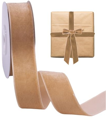 Gold Velvet Ribbon,Mustard Christmas Decorations Dark Bows Wide Thick Double Sided Vintage Belvet Ribbons Satin,for Christmas Tree Bow Craft Gift Wrapping Wreath Decoration Valentine's Day Xmas