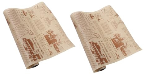 OUNONA 2 rollos Papel para Hornear Antigrasa con Diseño Vintage de Periódico de Papel para Cocina y Repostería Seguro y Reutilizable para Hornear y Envolver Alimentos