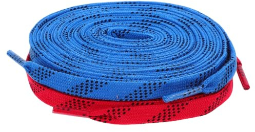 Cabilock 2 Paare Flache Robuste Hockey schlittschuh schnürsenkel Farbige Verschleißfeste Eishockey schnürsenkel für Schlittschuhe Rollschuhe Sportschuhe Lang Rot und Blau