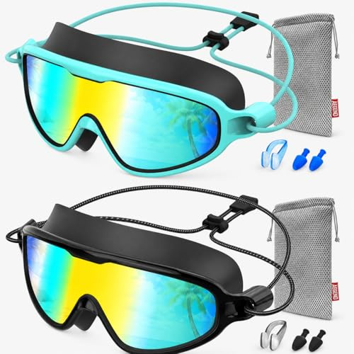 Cosblisvia Maschera da Immersione per Bambini, Occhialini per Nuoto per Bambini, Maschera da Snorkeling per Ragazzi, Ragazze, Adolescenti per Lezioni di Nuoto, Piscina, Vacanza al Mare (Blu & Nero)