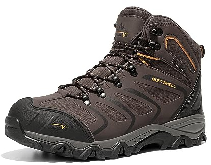 NORTIV 8 Men's Ankle High Waterproof Hiking Boots Outdoor Lightweight Shoes Trekking Trails Armadillo,Size 9.5,Brown/Black/Tan,160448_M