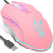 IULONEE Kabelgebundene Gaming-Maus USB C geräuscharmes Klicken 7 Farben Hintergrundbeleuchtung optische Typ-C Gaming-Maus mit 2400 DPI und 6 Tasten für PC Computer Laptop Desktop Mac (Pink)