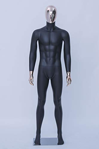 Eurohandisplay schöne abstrakte schwarz Matt lackierte Schaufensterpuppe DM1-8D Galvanik Kopf und Hände Männliche (Mann schwarz DM1-8D)